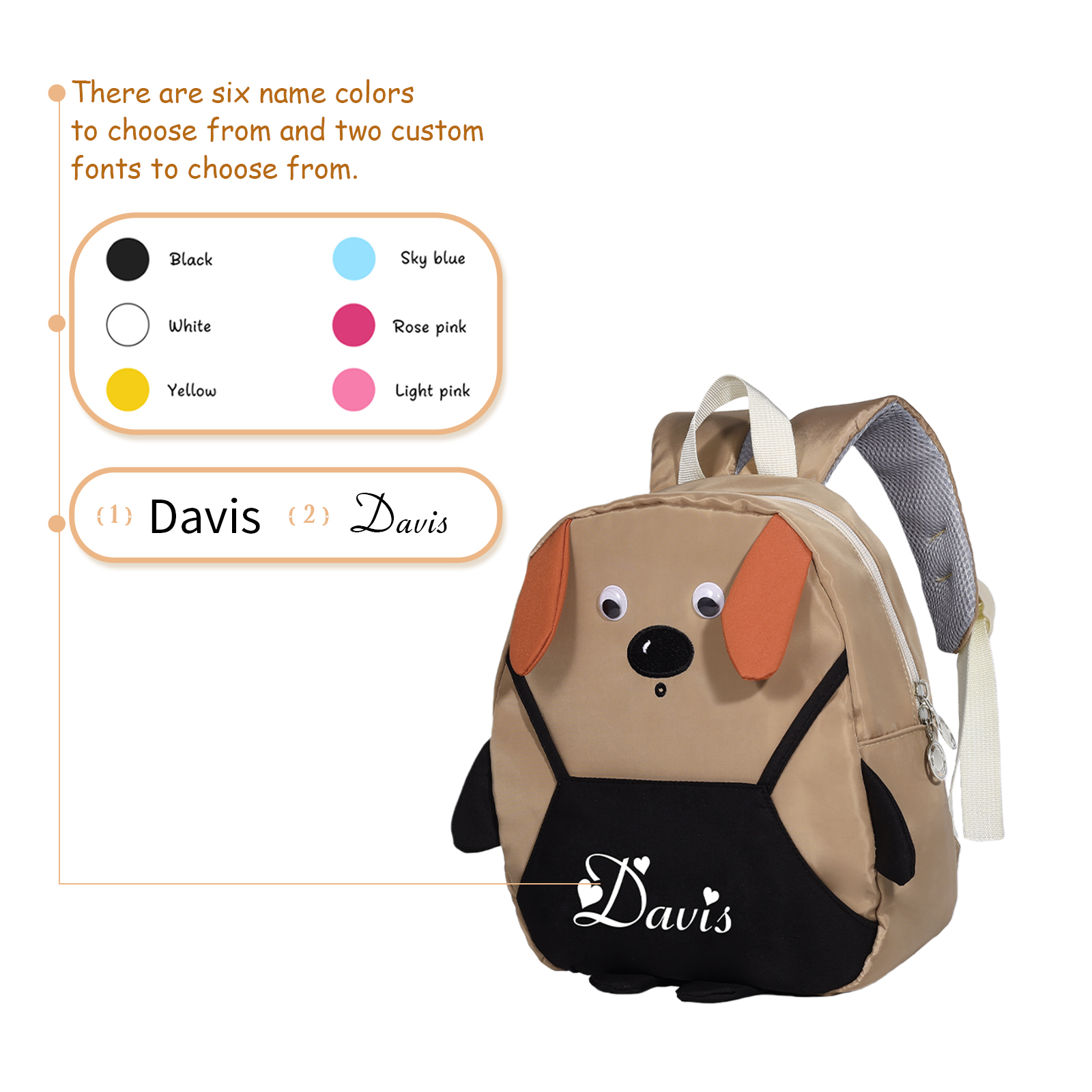 Personalised Kids Dog Backpack with Custom Name – Back to School Gift | Jessemade