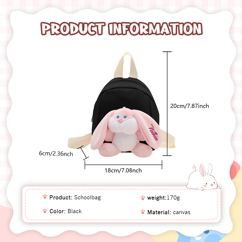 Personalised Bunny School Bag with Custom Name - Back to School Gift | Jessemade