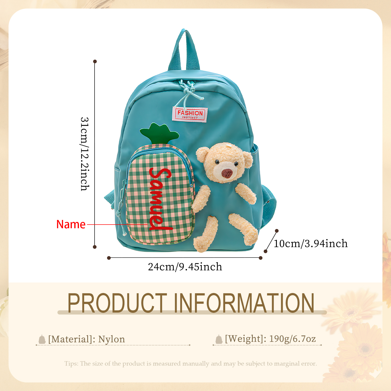 Personalised Teddy Bear School Bag for Kids | Jessemade