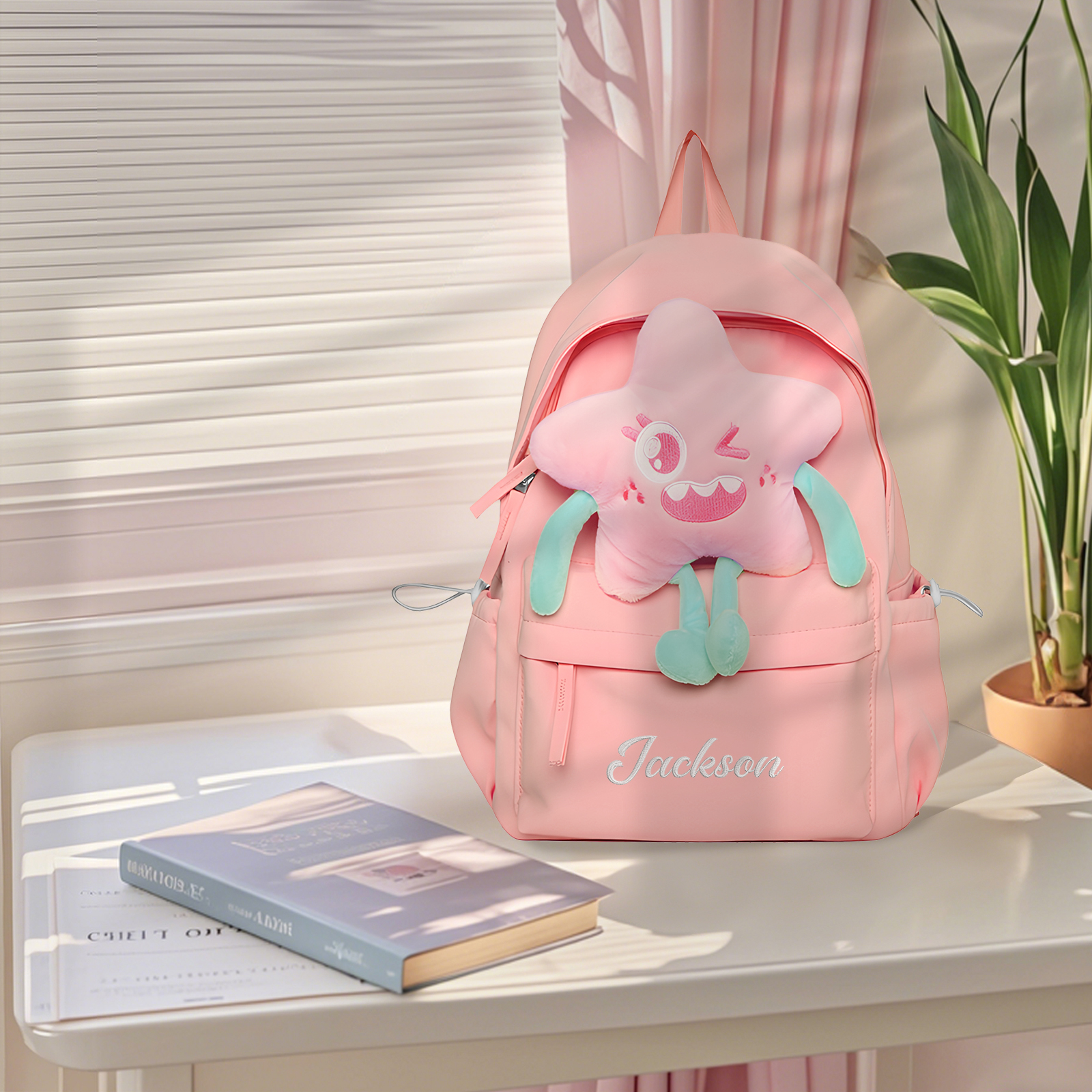 Personalised Star Backpack with 1 Custom Name and Colour, 5 Colours | Jessemade