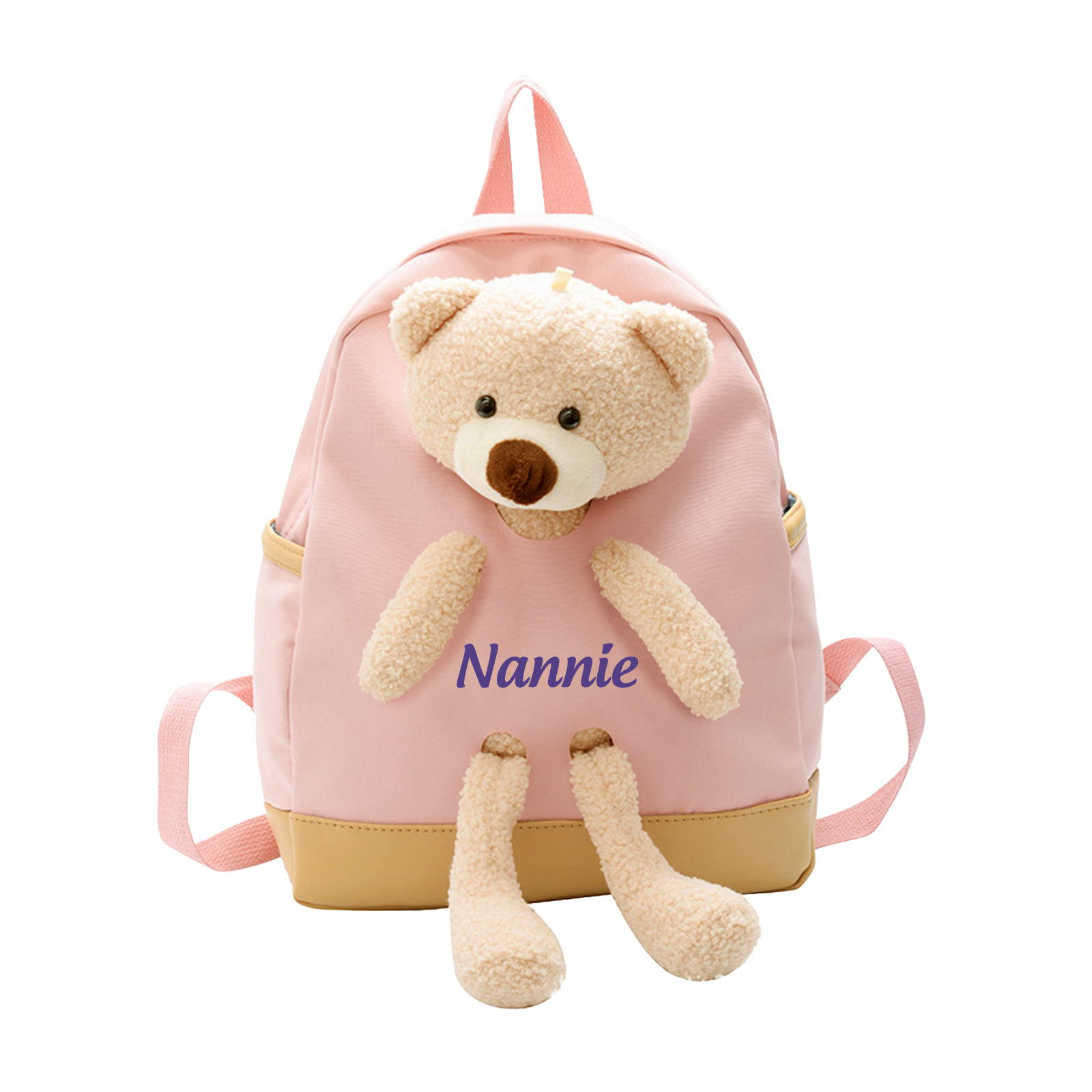 Personalised Teddy Bear Children's Backpack – Custom Name Rucksack, Cute Plush School Bag for Kids (Multiple Colours) – Back to School Gift | Jessemade
