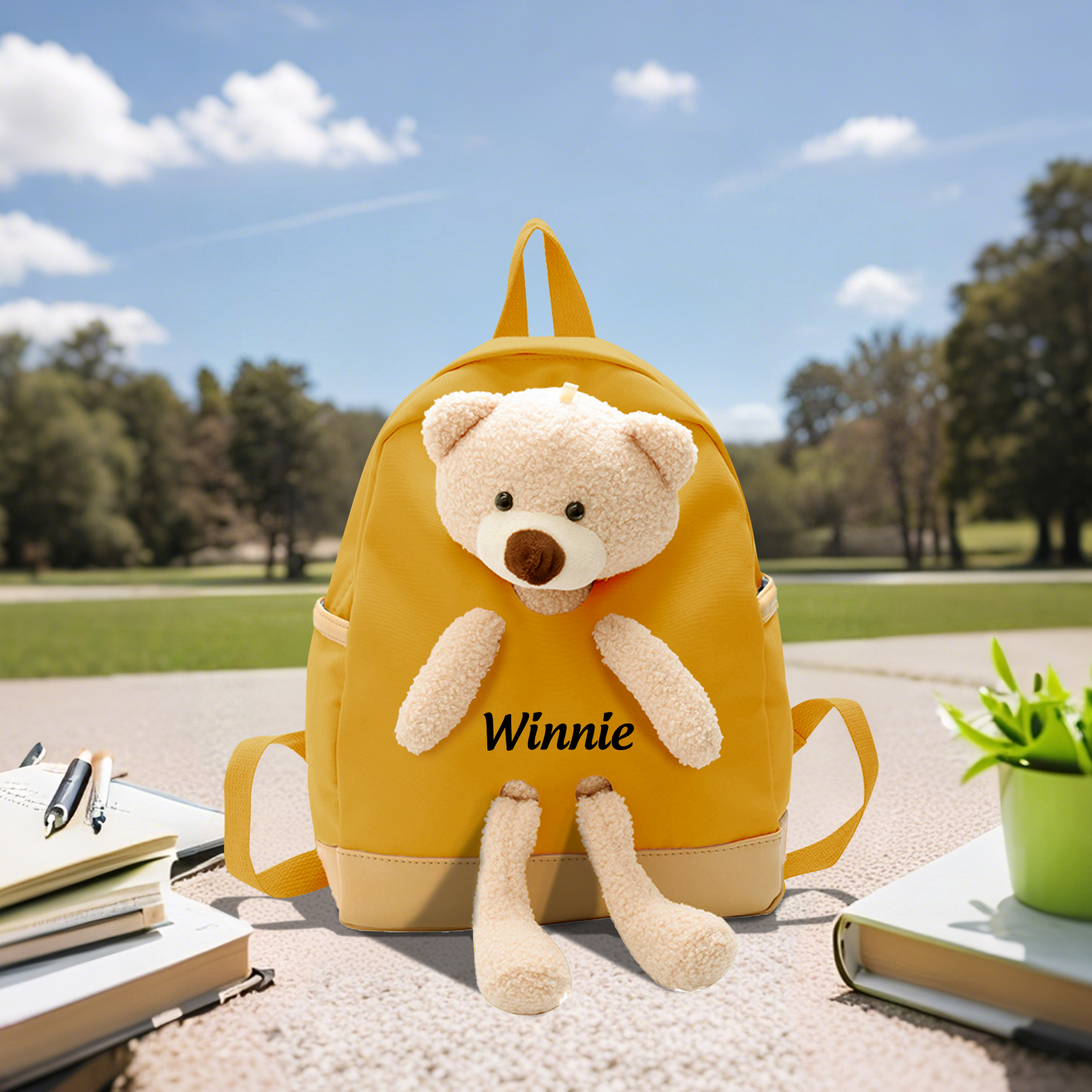 Personalised Teddy Bear Children's Backpack – Custom Name Rucksack, Cute Plush School Bag for Kids (Multiple Colours) – Back to School Gift | Jessemade