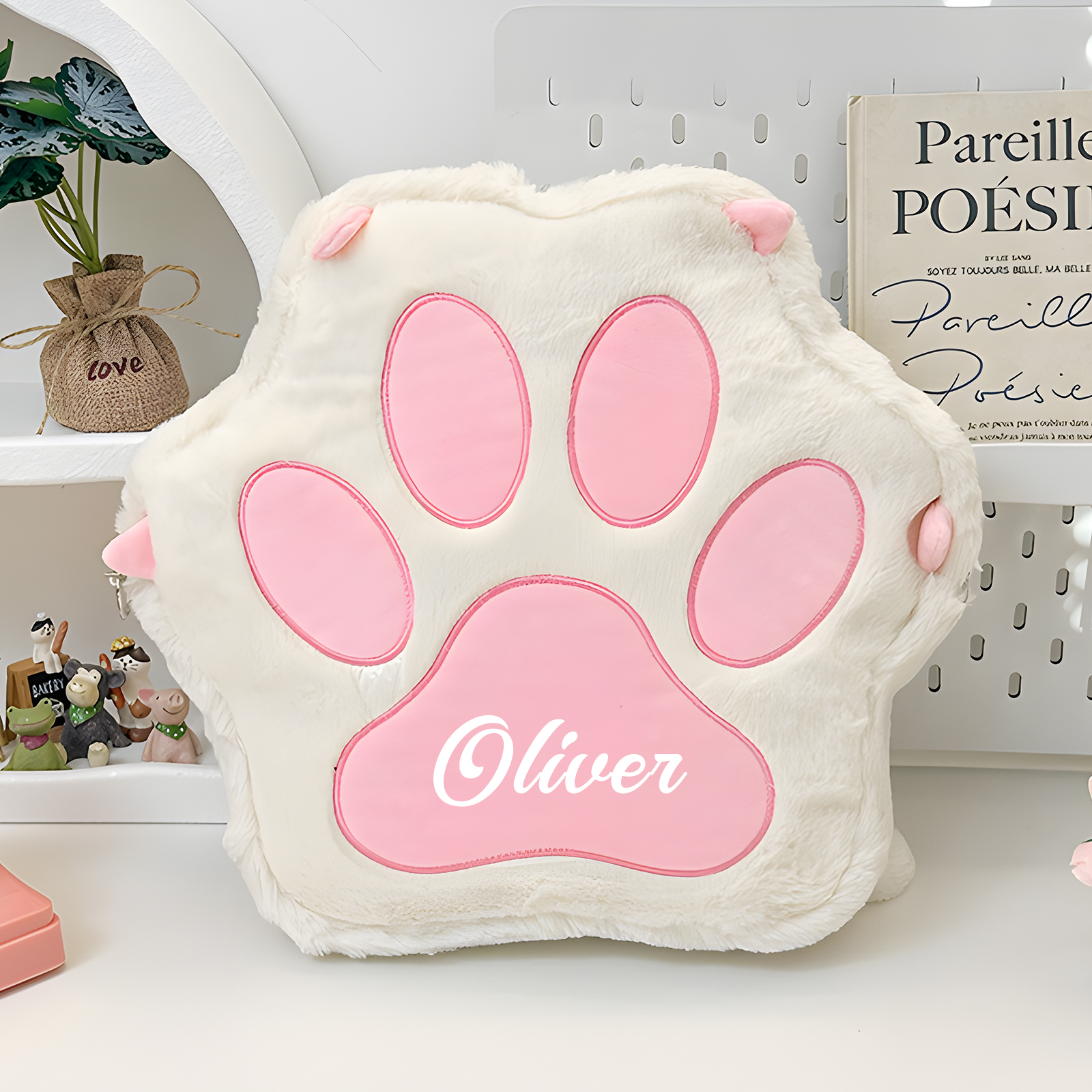 Personalised Paw Print Kids Backpack – Custom Name Plush Rucksack, Adorable Animal Paw Bag (6 Colours Available) – Back to School Gift | Jessemade