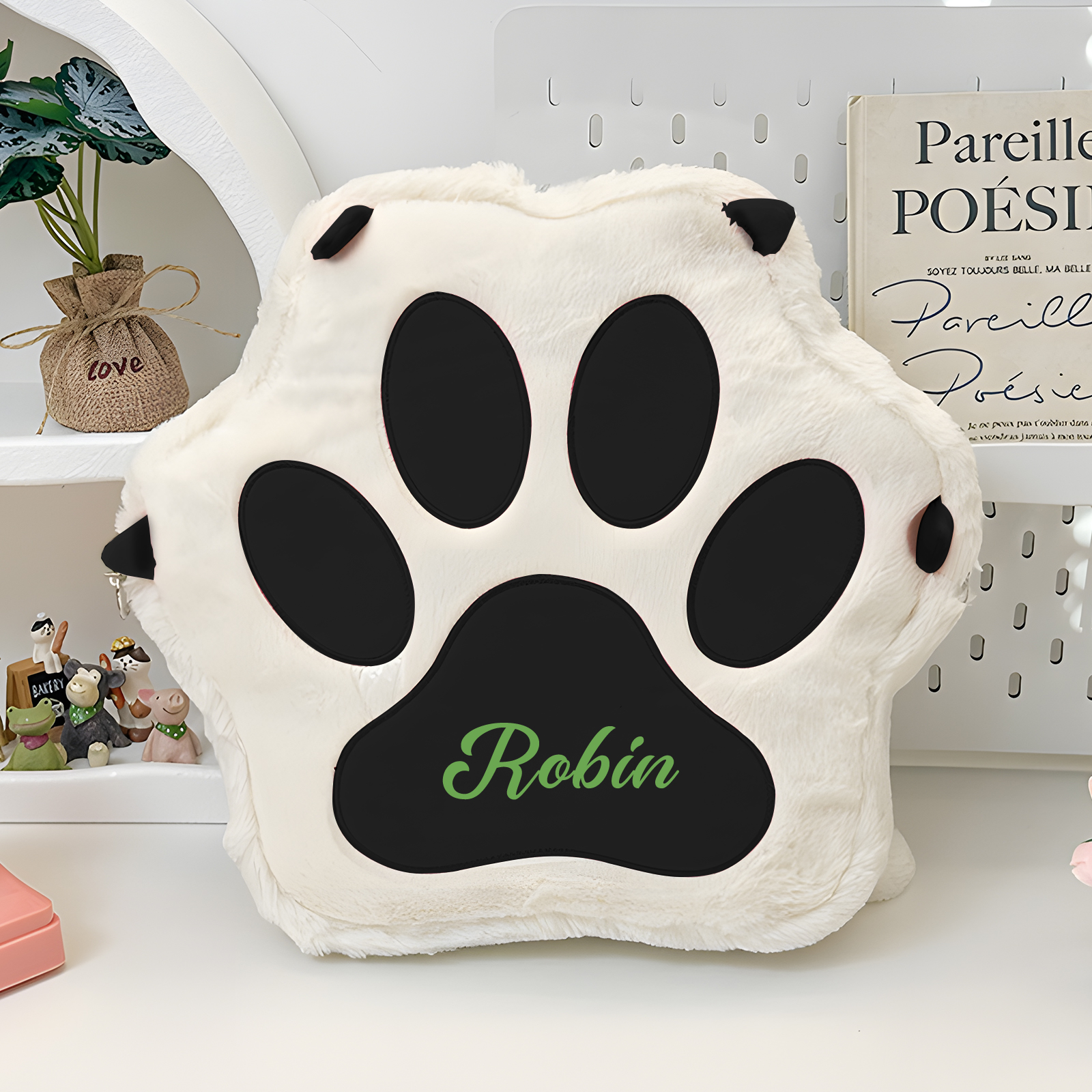 Personalised Paw Print Kids Backpack – Custom Name Plush Rucksack, Adorable Animal Paw Bag (6 Colours Available) – Back to School Gift | Jessemade