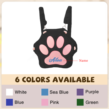 Personalised Paw Print Kids Backpack – Custom Name Plush Rucksack, Adorable Animal Paw Bag (6 Colours Available) – Back to School Gift | Jessemade