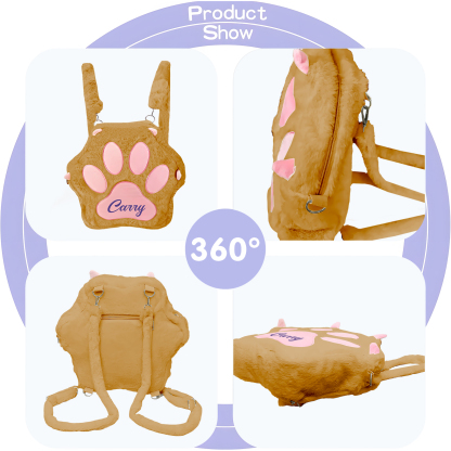 Personalised Paw Print Kids Backpack – Custom Name Plush Rucksack, Adorable Animal Paw Bag (6 Colours Available) – Back to School Gift | Jessemade