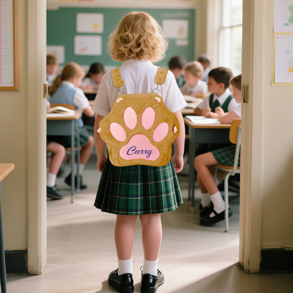 Personalised Paw Print Kids Backpack – Custom Name Plush Rucksack, Adorable Animal Paw Bag (6 Colours Available) – Back to School Gift | Jessemade