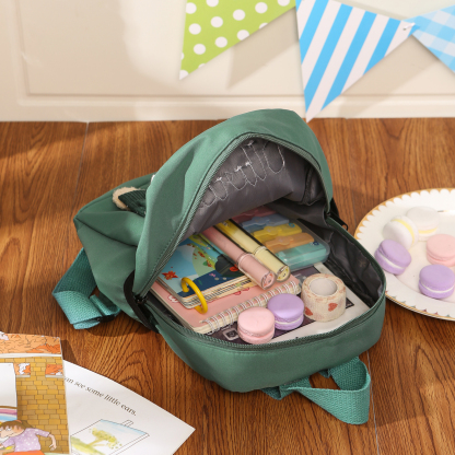 Personalised Kids Backpack with Custom Name & Teddy Bear – Flower & Heart Wool Patches School Bag Gift for Kids | Jessemade