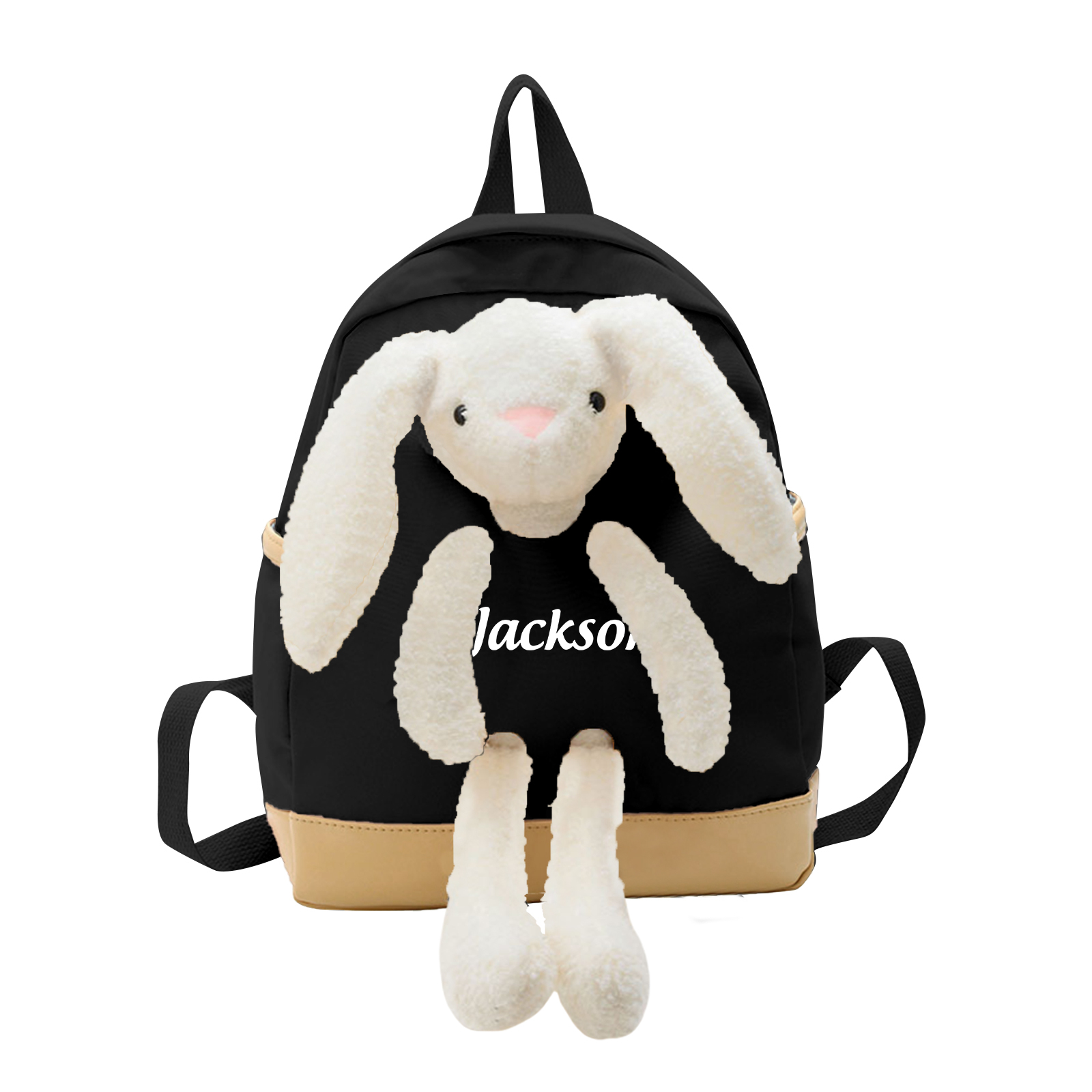 Personalised Children’s Backpack with Plush Bunny – Custom Name Kids’ Rucksack School Bag – Back to School Gift | Jessemade