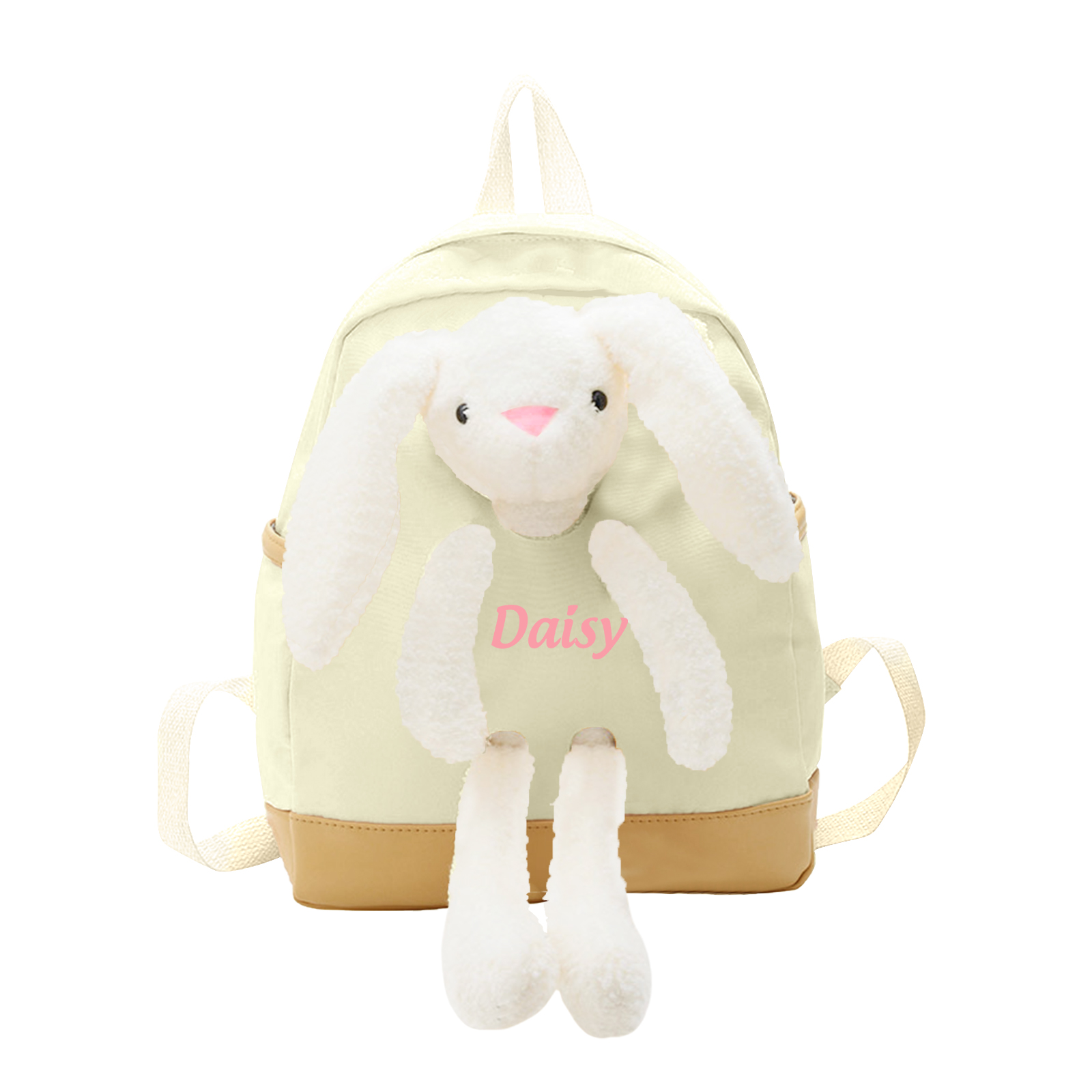 Personalised Children’s Backpack with Plush Bunny – Custom Name Kids’ Rucksack School Bag – Back to School Gift | Jessemade