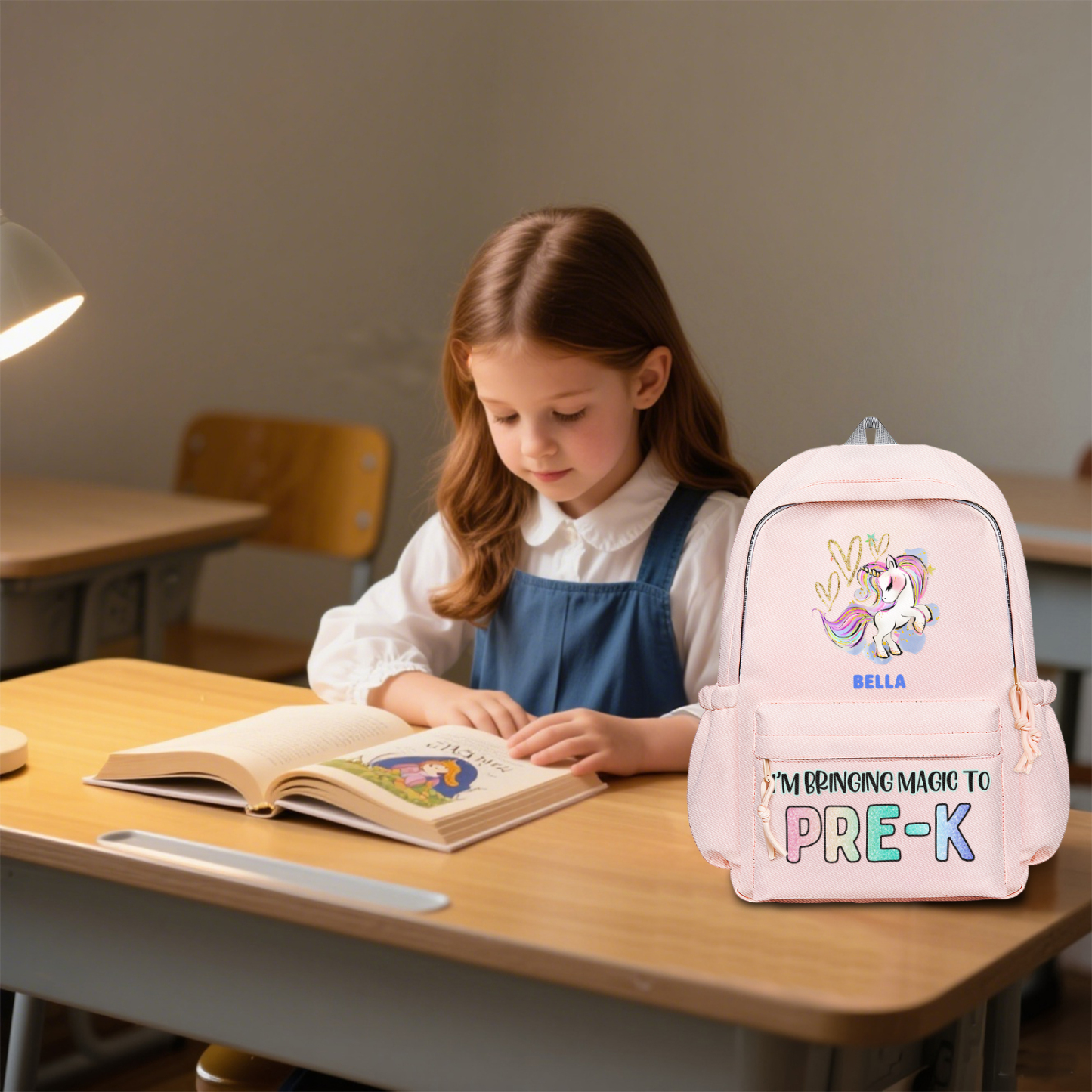 Personalised Unicorn Children's Backpack – Custom Name & Message, Magical School Rucksack for Girls (Multiple Colours) – Back to School Gift | Jessemade