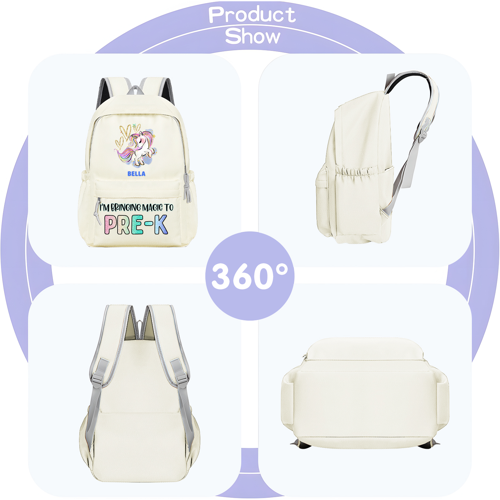 Personalised Unicorn Children's Backpack – Custom Name & Message, Magical School Rucksack for Girls (Multiple Colours) – Back to School Gift | Jessemade