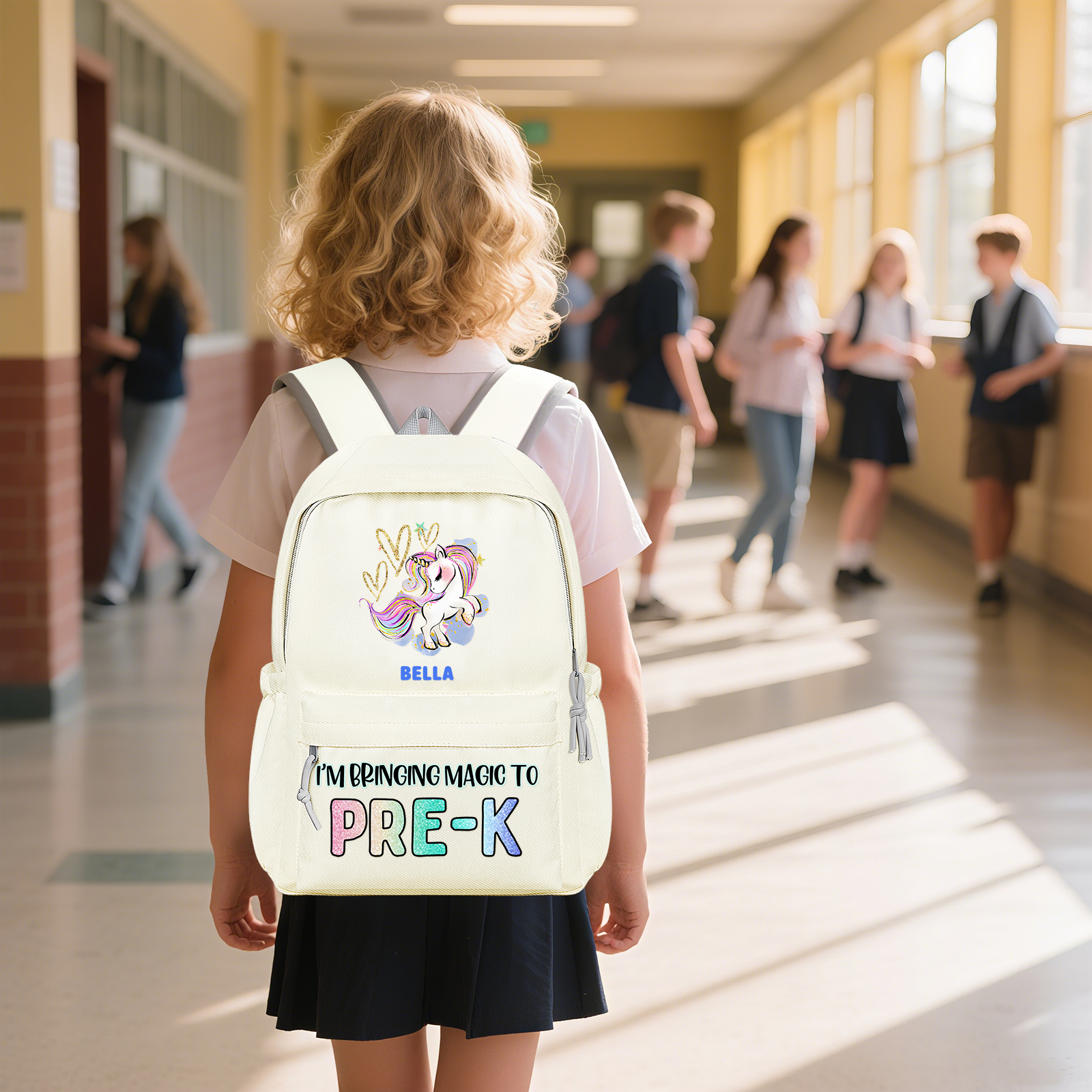 Personalised Unicorn Children's Backpack – Custom Name & Message, Magical School Rucksack for Girls (Multiple Colours) – Back to School Gift | Jessemade