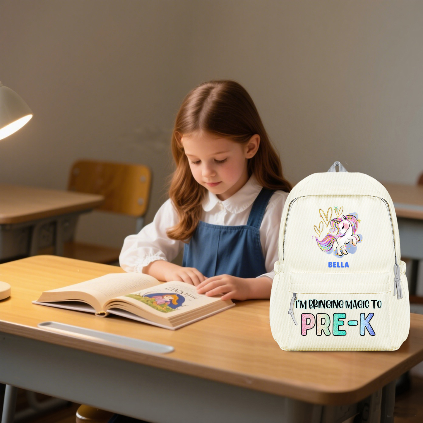 Personalised Unicorn Children's Backpack – Custom Name & Message, Magical School Rucksack for Girls (Multiple Colours) – Back to School Gift | Jessemade