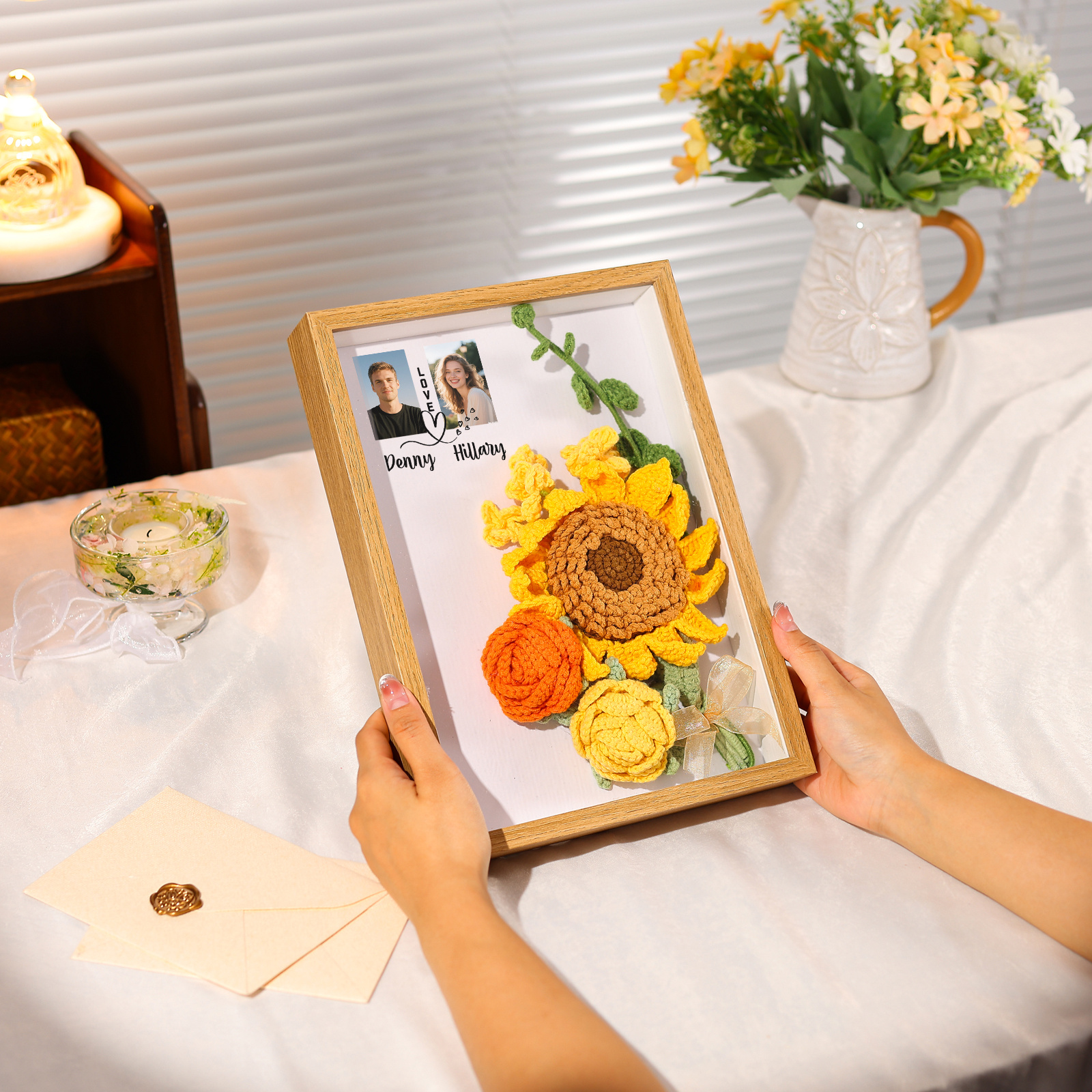 Personalised 3D Tulip Crochet Flower Photo Frame