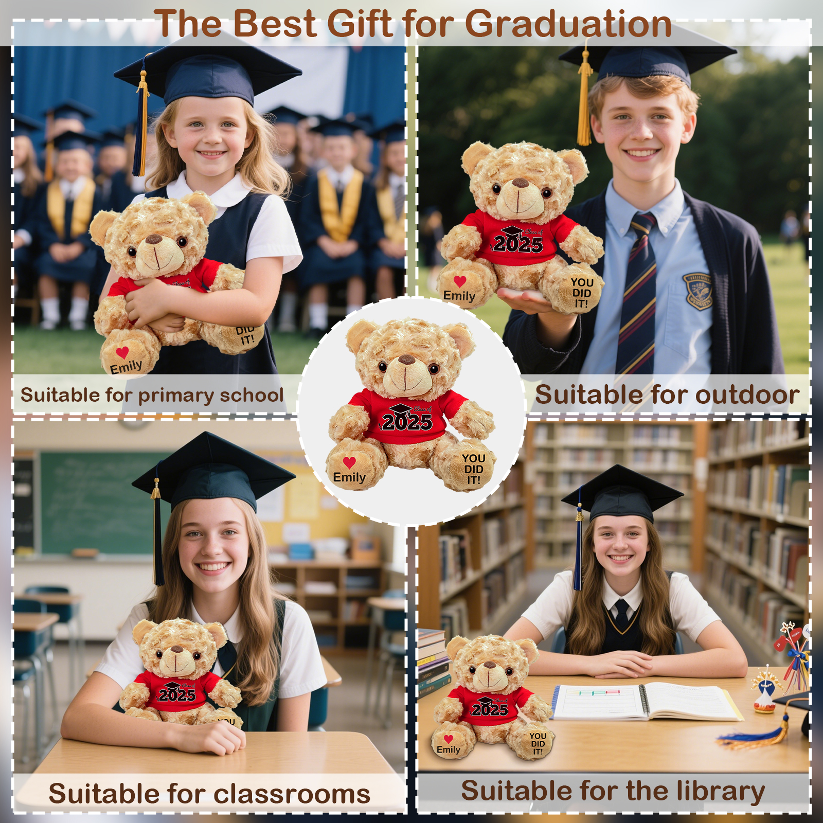 Personalised Graduation Teddy Bear - Custom Gift with Name & Year | Jessemade