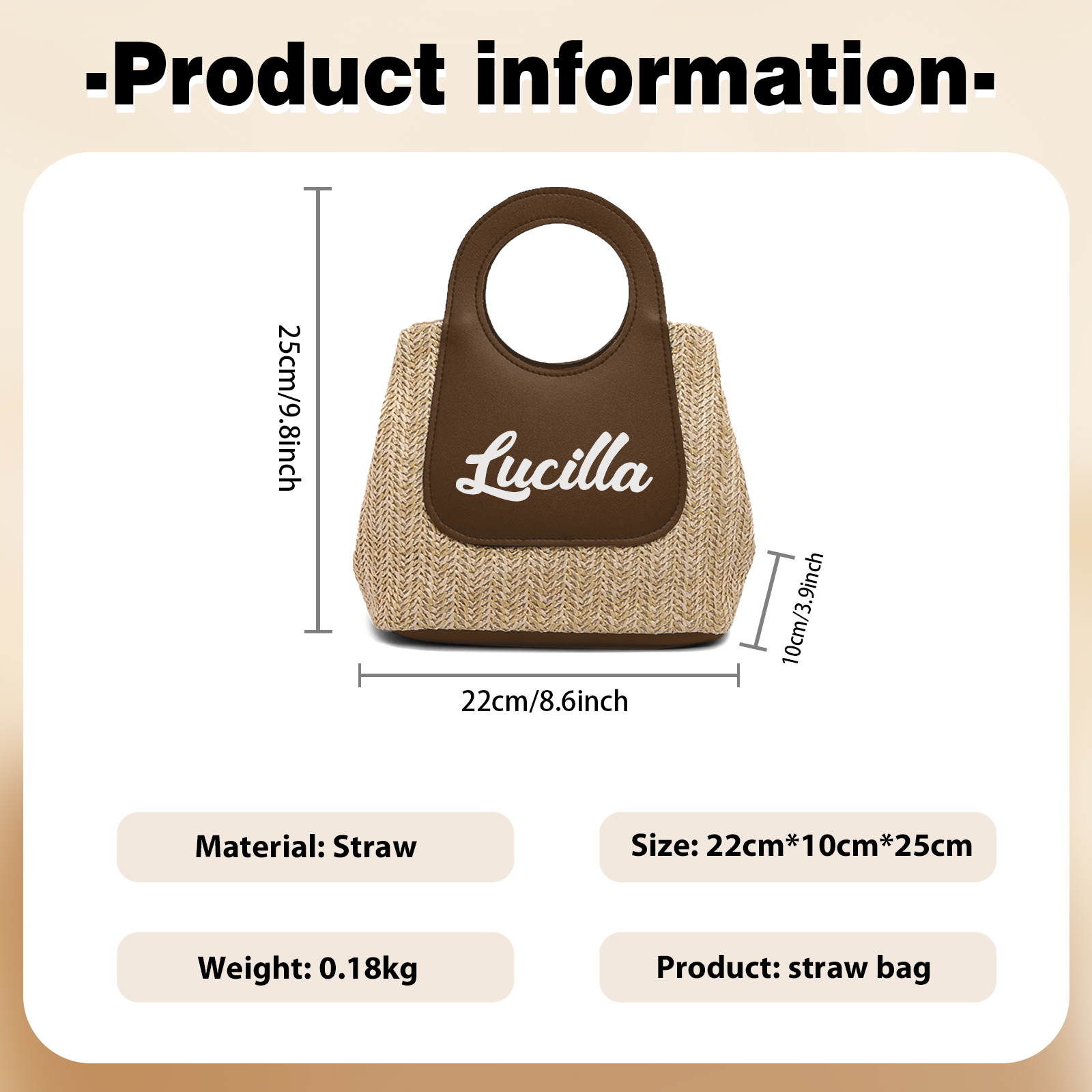 Personalised Straw Handbag – Custom Name Beach Bag for Women | Jessemade