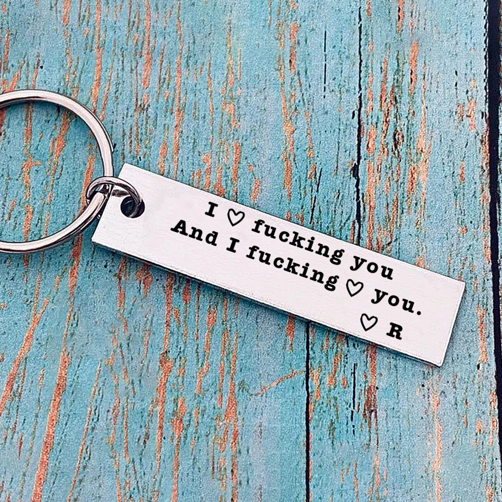 Personalised Letter Love Quote Keyring Gift I Love F❤cking You and I F❤cking Love You Key Ring for Couple