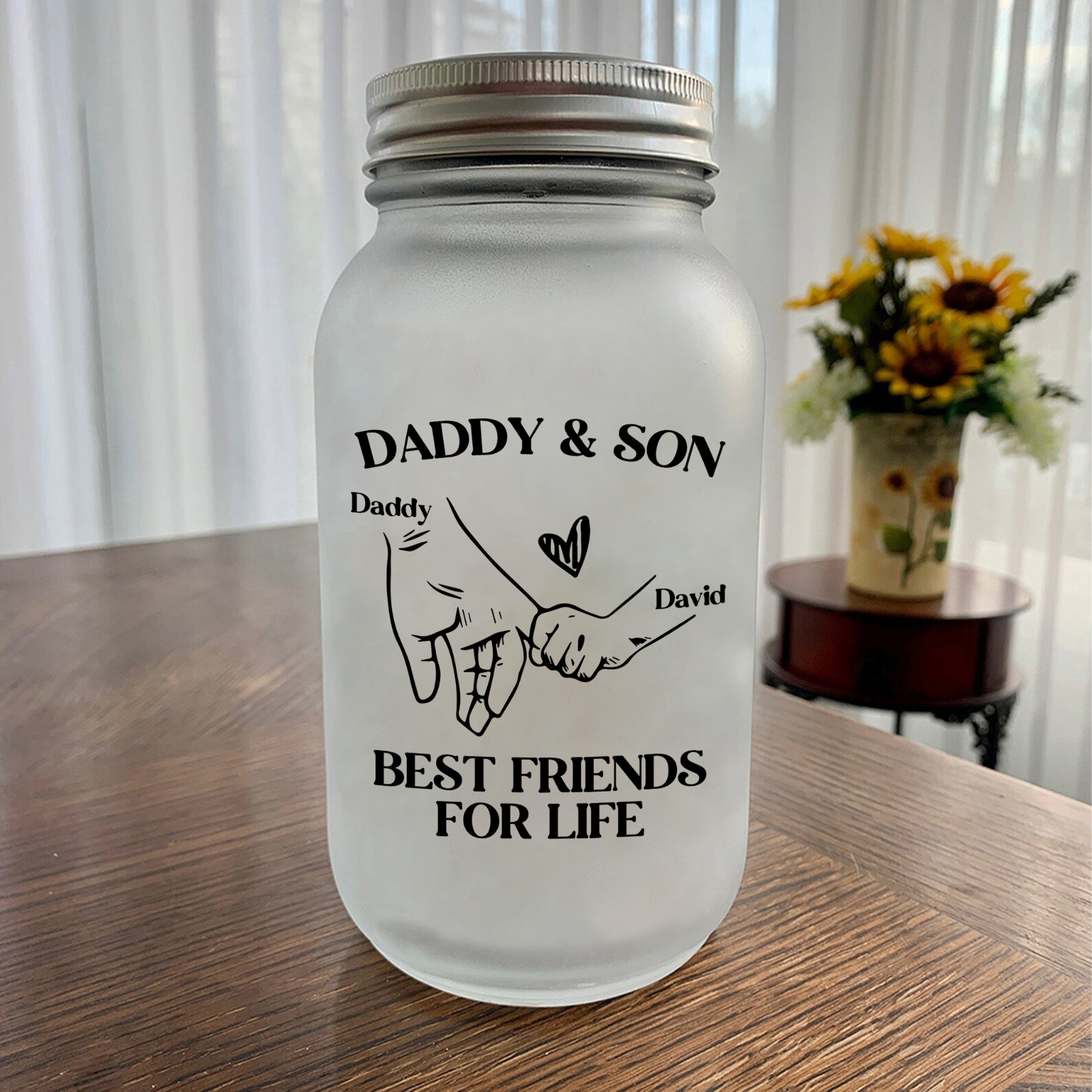 Personalised Daddy & Child Solar Mason Jar