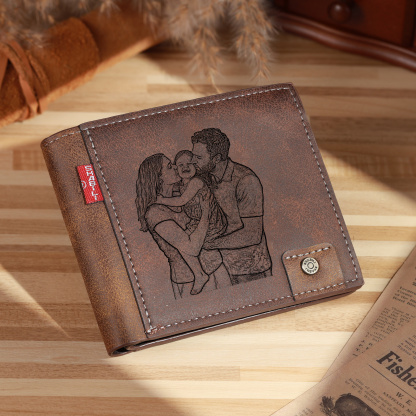 Personalised Men’s Wallet Made From Genuine Leather With an Engraved Photo and Name
