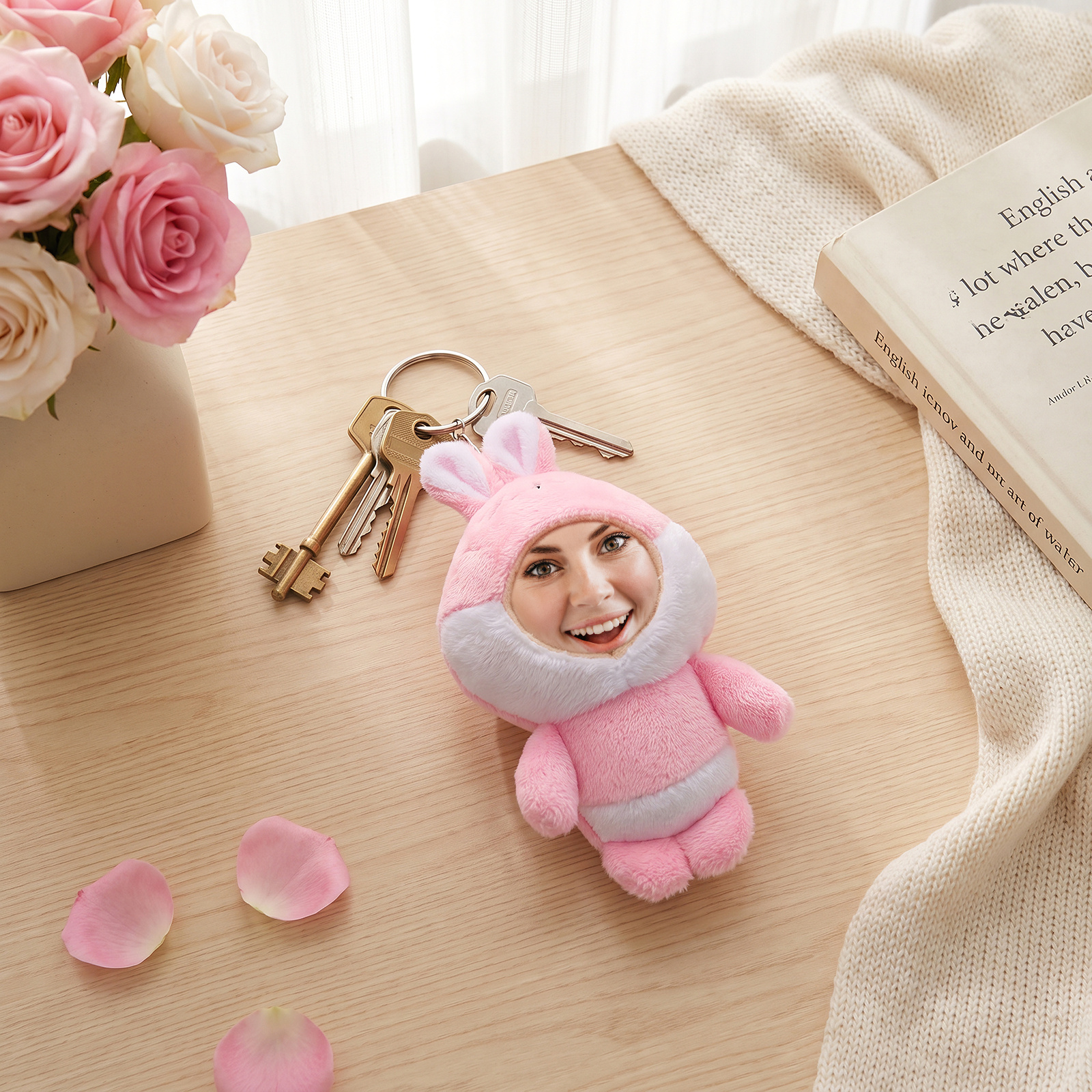 Personalised Photo Animal Plush Keyring for Her/Him