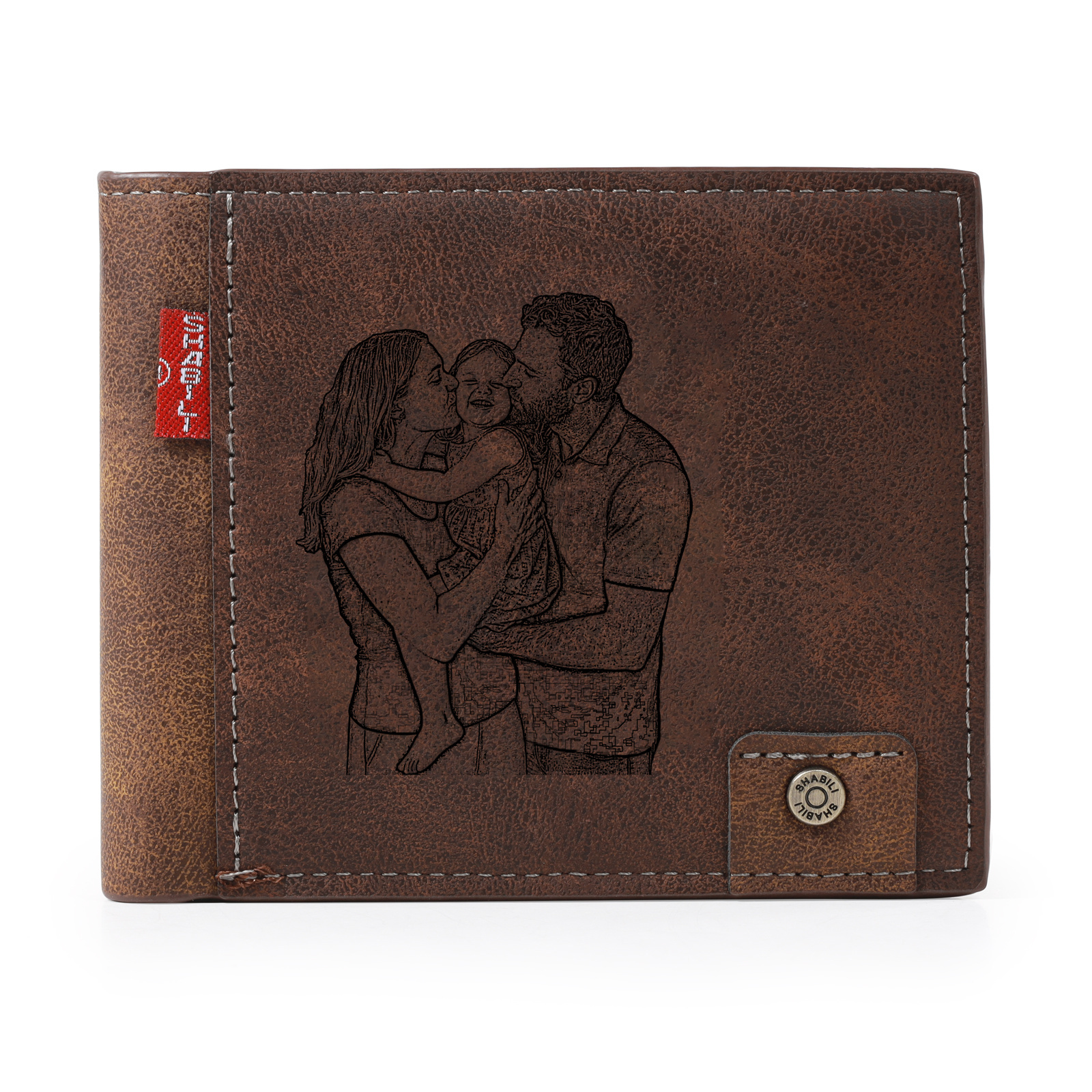Personalised Men’s Wallet Made From Genuine Leather With an Engraved Photo and Name