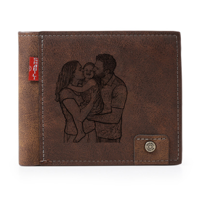 Personalised Men’s Wallet Made From Genuine Leather With an Engraved Photo and Name