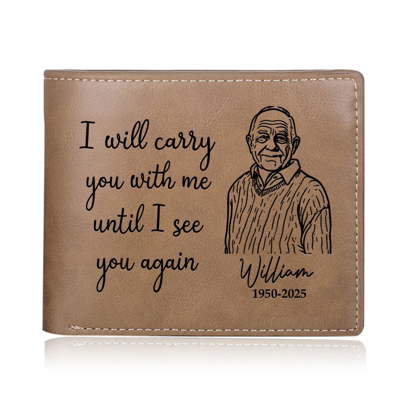 Personalised PU Memorial Leather Wallet Custom Photo Keepsake Memorial Gift | Jessemade