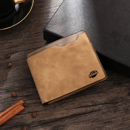 Brown Personalised Leather Wallet Engraved Photo Short Wallet Folding Wallet For Dad