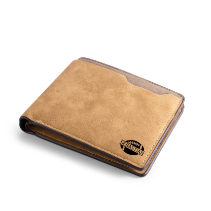 Brown Personalised Leather Wallet Engraved Photo Short Wallet Folding Wallet For Dad