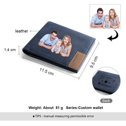 Personalised Men’s Wallet – Custom Photo & Song Design, Engraved Music QR Code on Back – Valentine’s Day Gift for Him | Jessemade