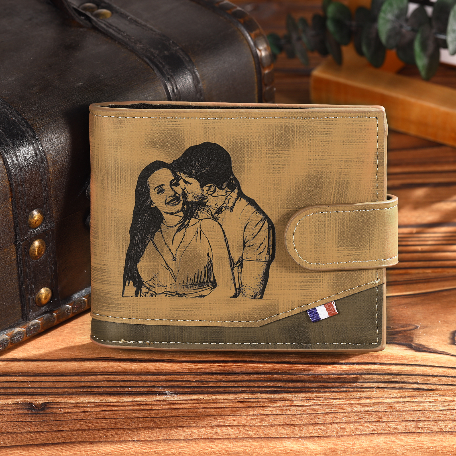 Personalised Men's Leather Wallet with Custom Photo & Name & Letter - Christmas Gift for Him | Jessemade