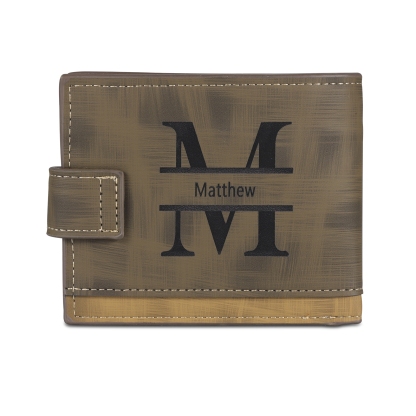 Personalised Men's Leather Wallet with Custom Photo & Name & Letter - Christmas Gift for Him | Jessemade