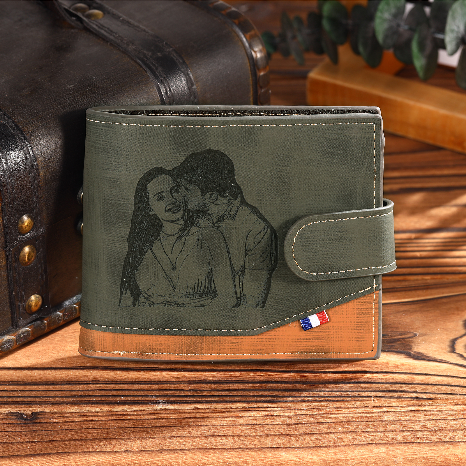 Personalised Men's Leather Wallet with Custom Photo & Name & Letter - Christmas Gift for Him | Jessemade