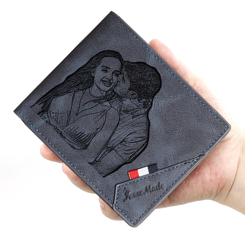 Personalized Wallet & Keychain Set – Customized Photo & Name Engravings - Unique Couple Gift | Jessemade