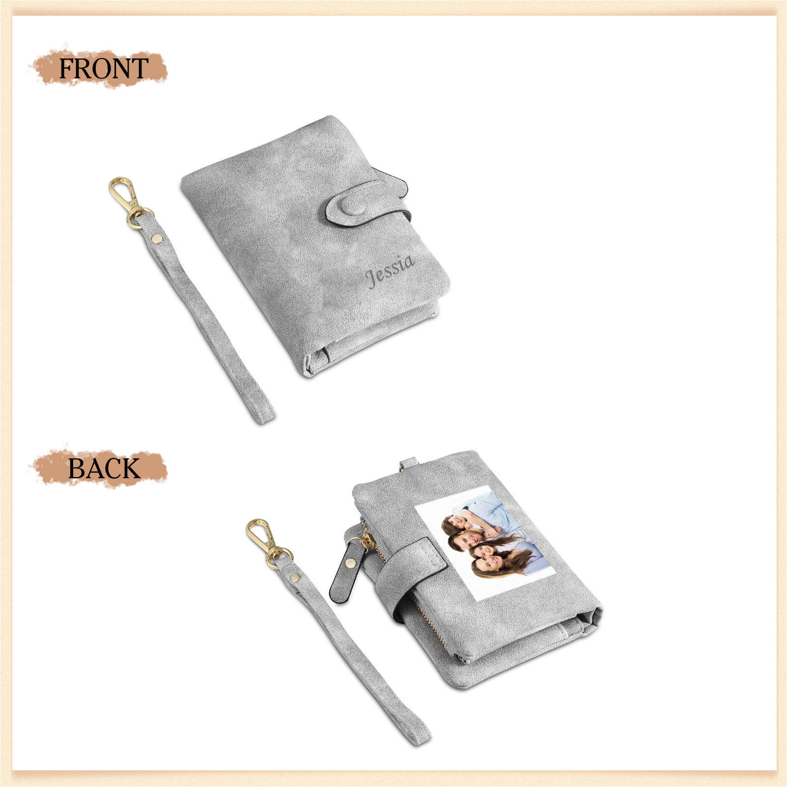 Personalised Women's Wallet Custom Photo & Name & Text Women's Folding Wallet for Her | Jessmade