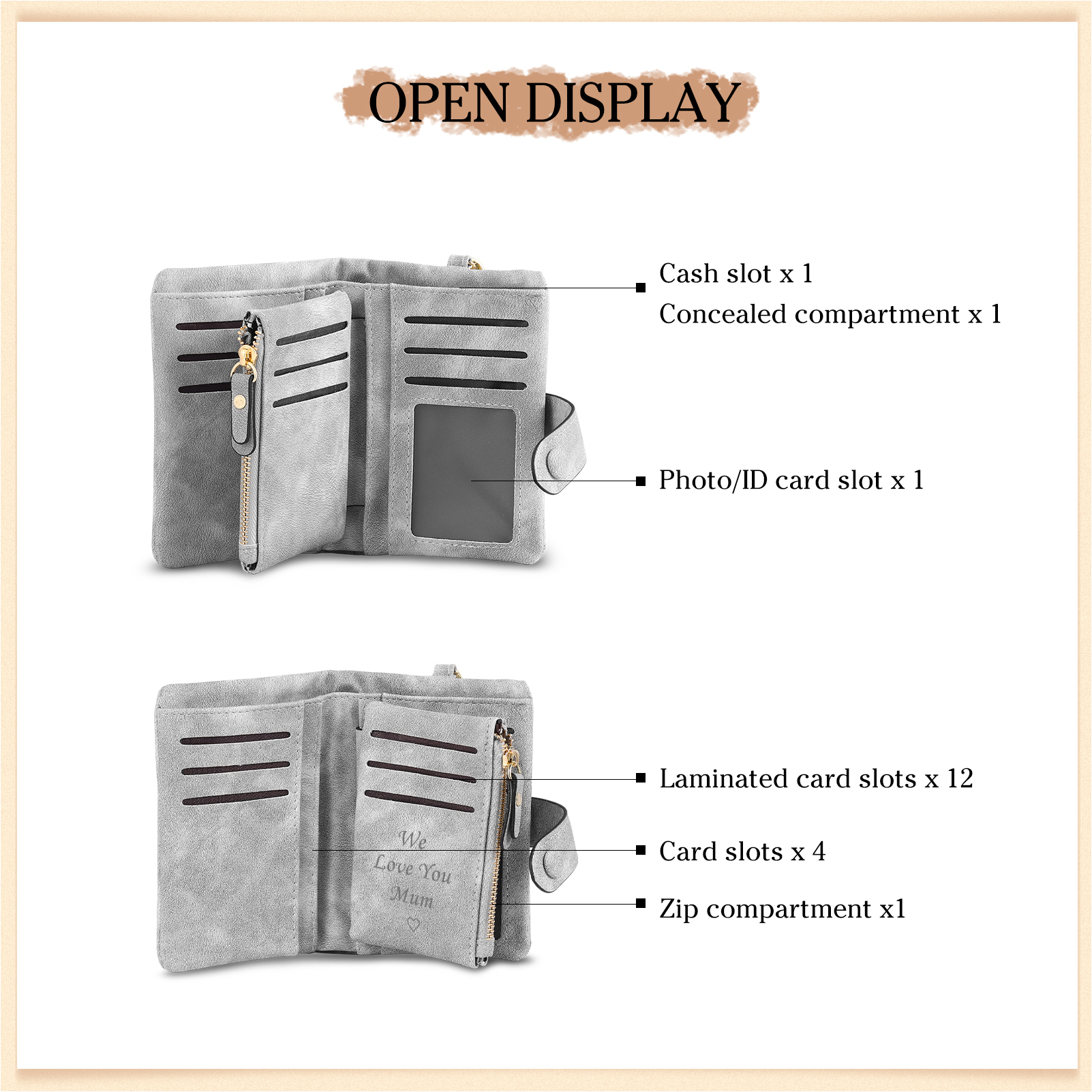 Personalised Women's Wallet Custom Photo & Name & Text Women's Folding Wallet for Her | Jessmade