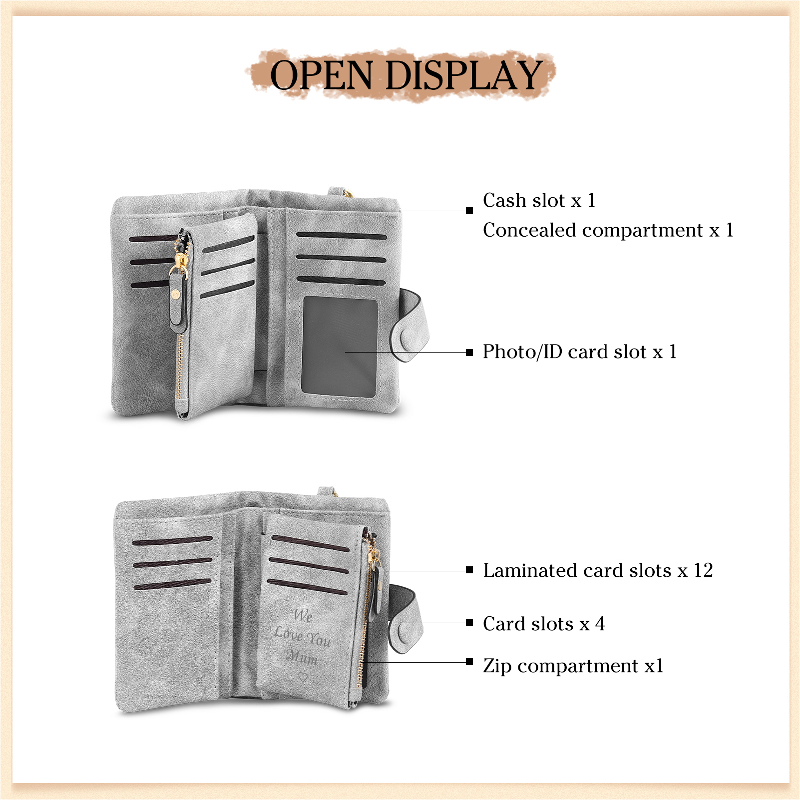 Personalised Women's Wallet Custom Photo & Name & Text Women's Folding Wallet for Her | Jessmade