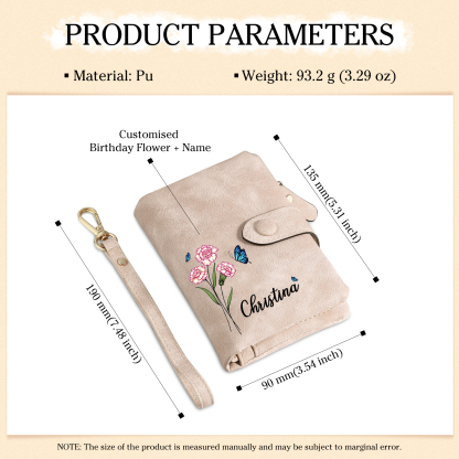 Personalised Women’s Wallet – Custom Name, Birth Flower & Photo, Seven Colours Available – Valentine’s Day Gift for Her | Jessemade