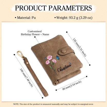 Personalised Women’s Wallet – Custom Name, Birth Flower & Photo, Seven Colours Available – Valentine’s Day Gift for Her | Jessemade