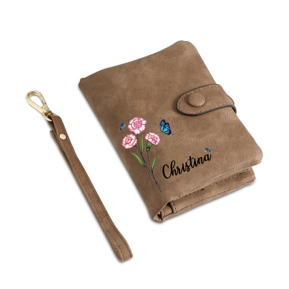 Personalised Women’s Wallet – Custom Name, Birth Flower & Photo, Seven Colours Available – Valentine’s Day Gift for Her | Jessemade