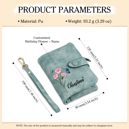 Personalised Women’s Wallet – Custom Name, Birth Flower & Photo, Seven Colours Available – Valentine’s Day Gift for Her | Jessemade