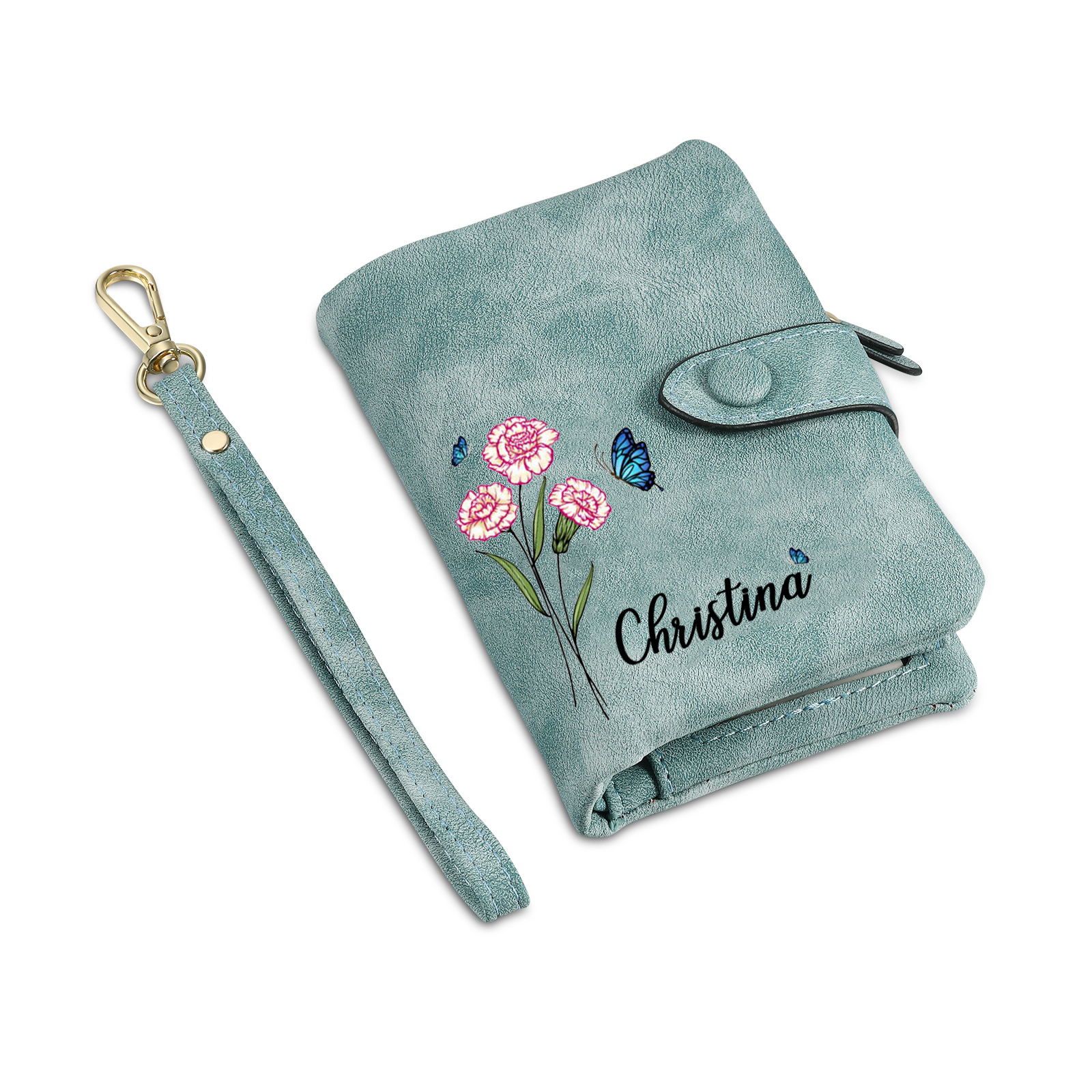 Personalised Women’s Wallet – Custom Name, Birth Flower & Photo, Seven Colours Available – Valentine’s Day Gift for Her | Jessemade