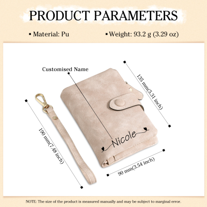 Personalised Women's Wallet Custom Birth Flower and Name PU Leather Wallet Gift for Her | Jessmade