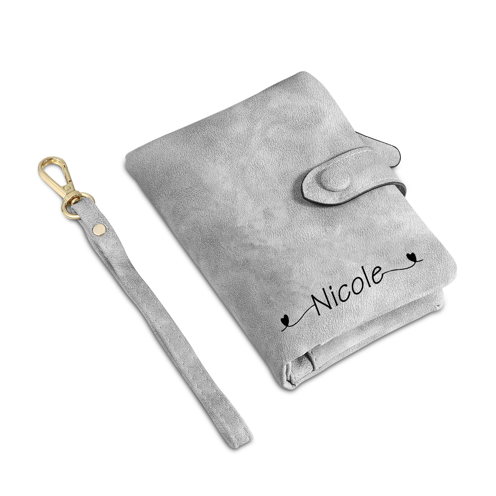 Personalised Women's Wallet Custom Birth Flower and Name PU Leather Wallet Gift for Her | Jessmade