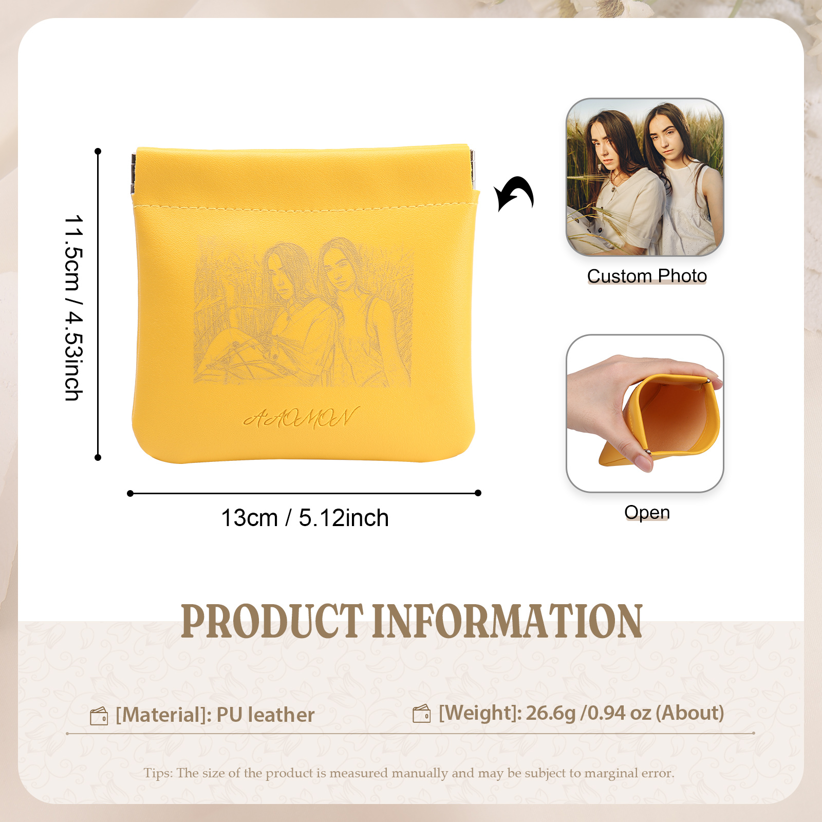 Personalized Custom Photo Pu Leather Wallet Opening Multiple Colors Optional Women's Wallet for Her