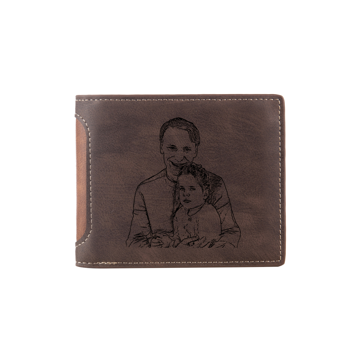 6 Names - Personalised Photo Custom Leather Men's Folding Wallet as a Father's Day Gift for Dad
