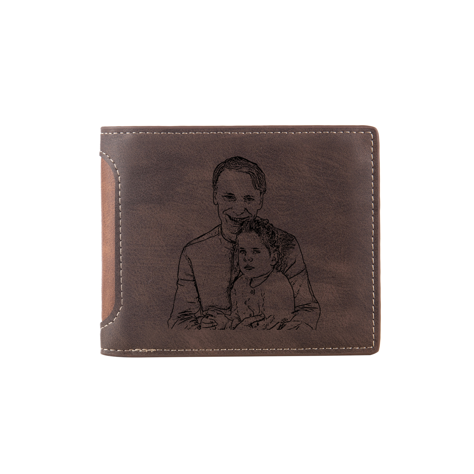 6 Names - Personalised Photo Custom Leather Men's Folding Wallet as a Father's Day Gift for Dad
