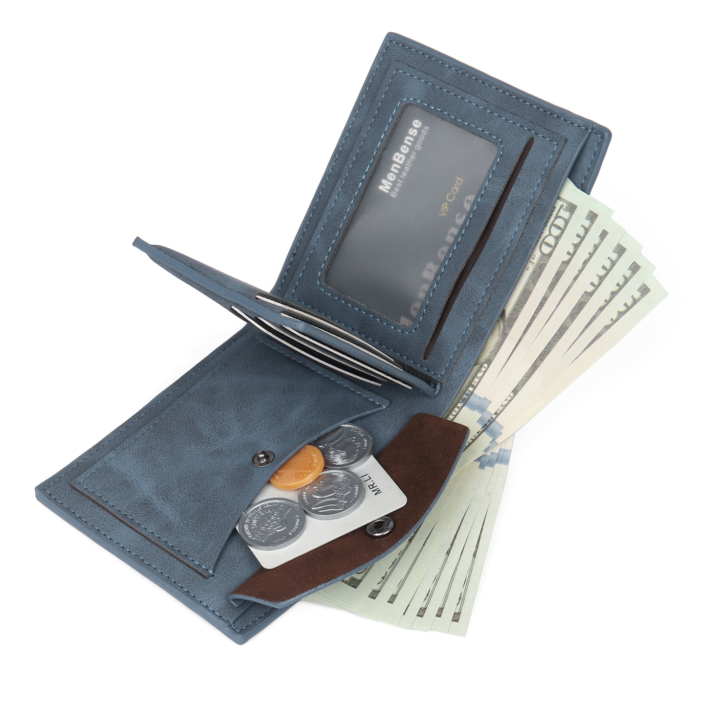 6 Names - Personalised Photo Custom Leather Men's Folding Wallet as a Father's Day Gift for Dad