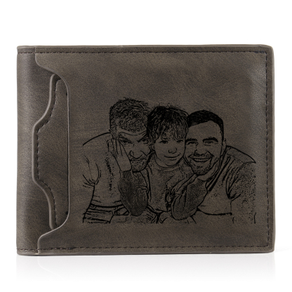 7 Names - Personalised Photo Custom Leather Men's Folding Wallet as a Father's Day Gift for Dad